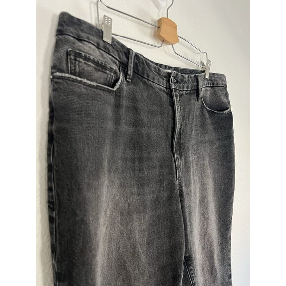 Good American Faded Black Good Curve High-Rise Raw Hem Stretch Denim Jeans Sz 16 - Picture 9 of 10